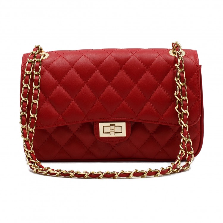 Женская сумка из натуральной  кожи красного цвета Facebag