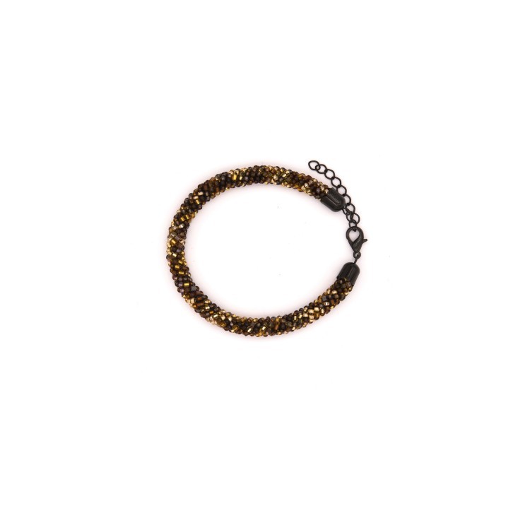 Жіночий браслет зі сталі та бісеру золотистого кольору Jablonec
