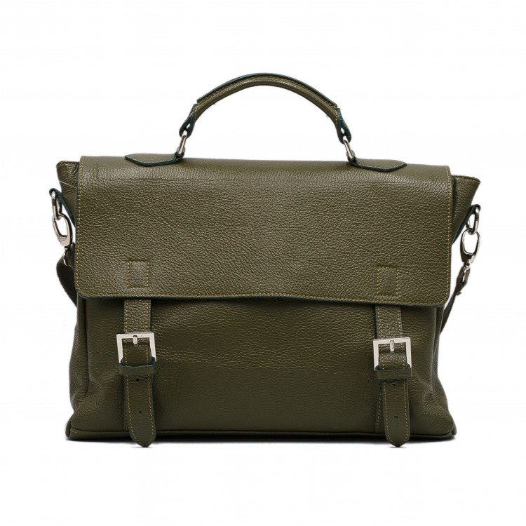 Женская сумка из натуральной  кожи зеленого цвета Facebag