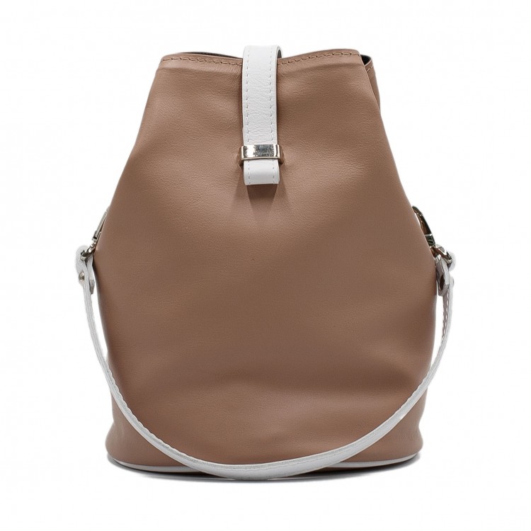 Жіноча сумка з натуральної гладкої шкіри бежевого кольору Facebag
