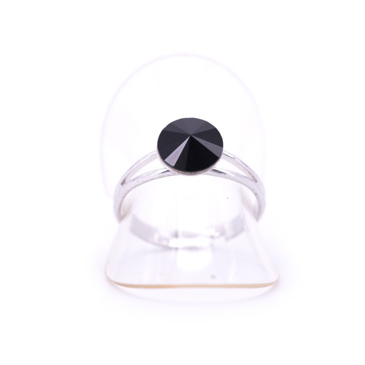 Жіноче кільце із сталі з кристалами чорного кольору Jablonec
