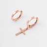 Сережки з хрестиком, з червоного золота 316282400
