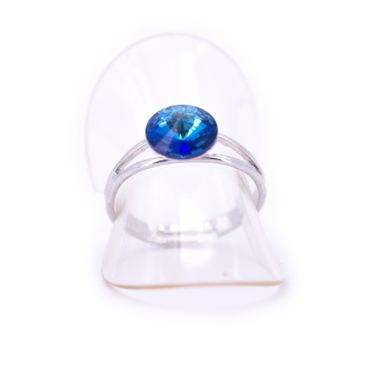 Женское кольцо из стали с кристаллами синего цвета Jablonec