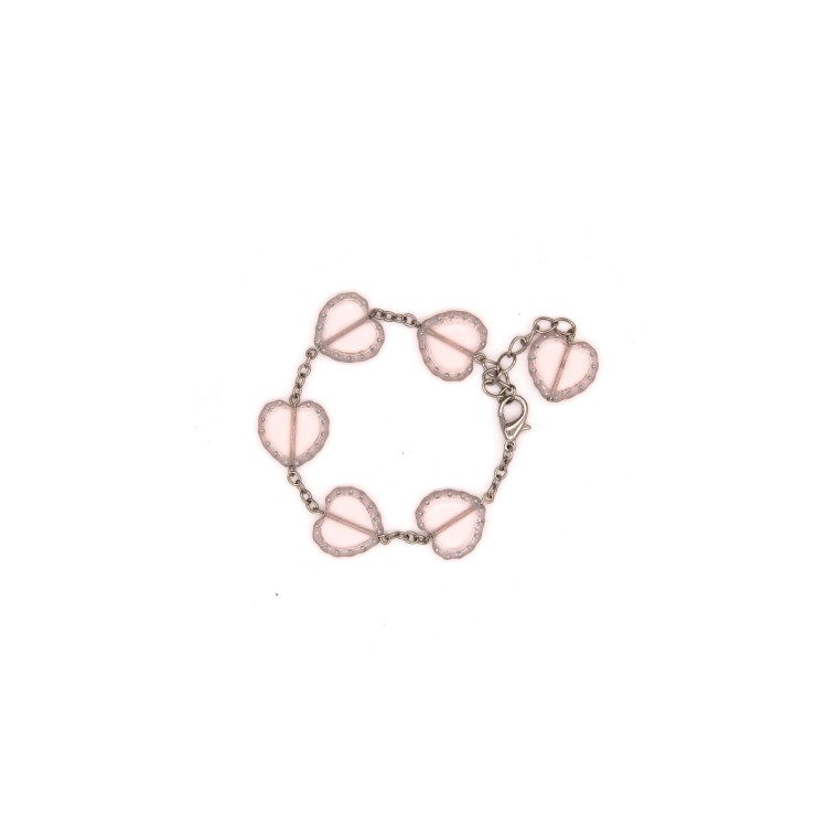 Женский браслет из стали с цветными бусинами нежно-розового цвета Jablonec