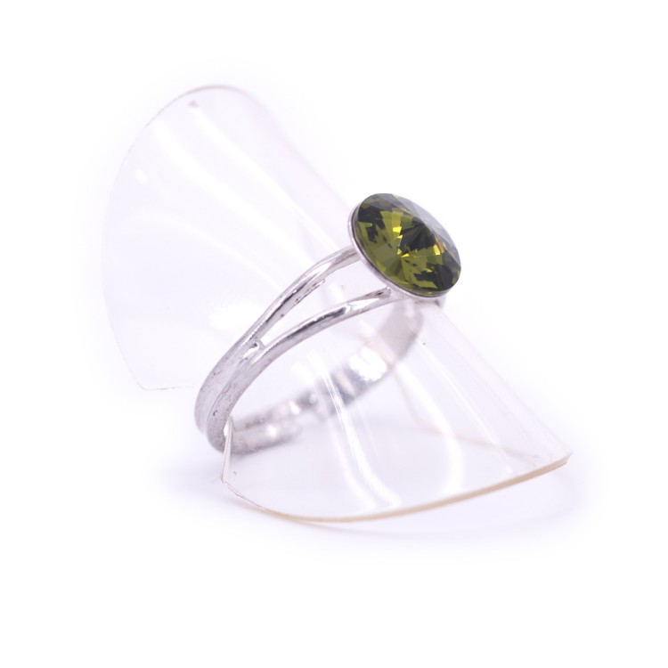 Женское кольцо из стали с кристаллами зеленого цвета Jablonec