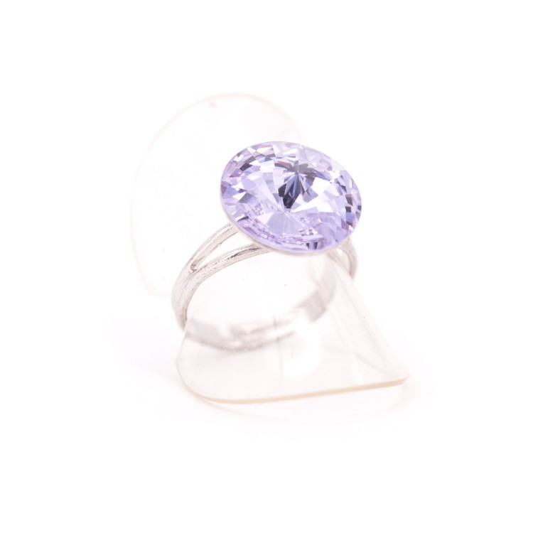 Женское кольцо из стали с кристаллами лавандового цвета  Jablonec