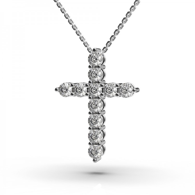 Кольє "Крестик" з білого золота, з діамантами 112131121