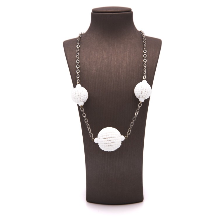 Жіночі намисто зі сталі та бісеру білого кольору Jablonec