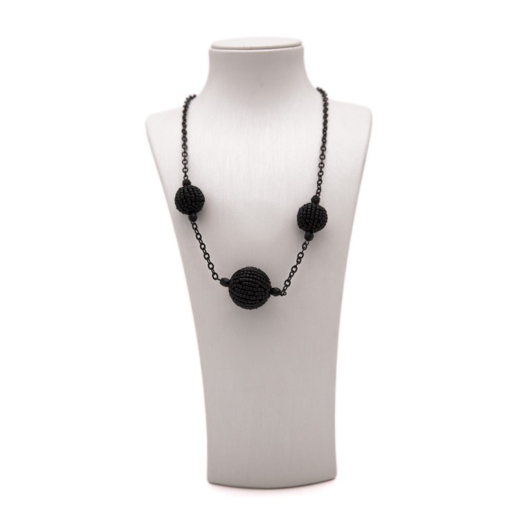 Жіночі намисто зі сталі та бісеру чорного кольору Jablonec