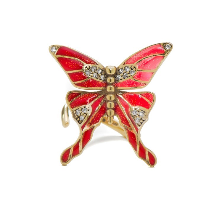 Кольцо Misis с красной бабочкой