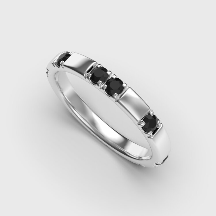 Обручка у білому золоті, з чорними діамантами 247571122