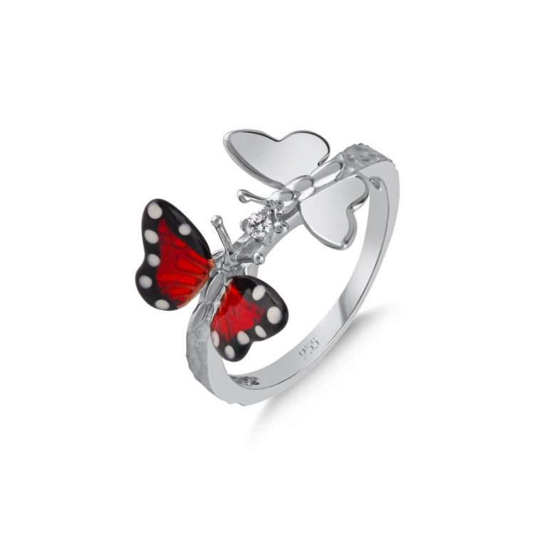 Каблучка Monarch Butterfly з емаллю та фіанітами MBHR0008-CZ