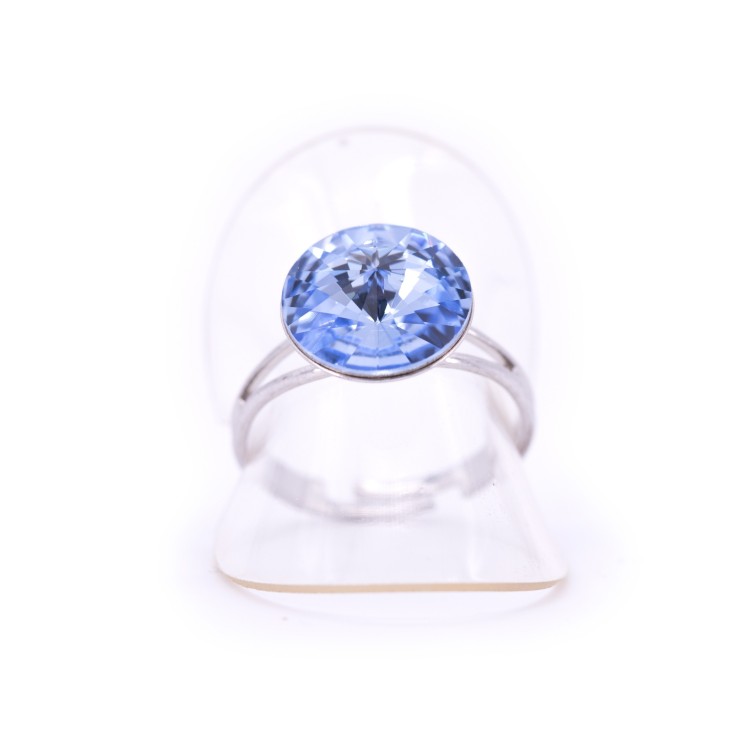 Женское кольцо из стали с кристаллами голубого цвета  Jablonec