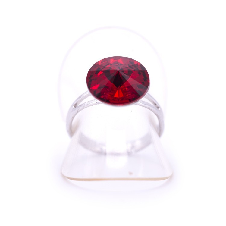 Жіноче кільце із сталі з кристалами червоного кольору Jablonec
