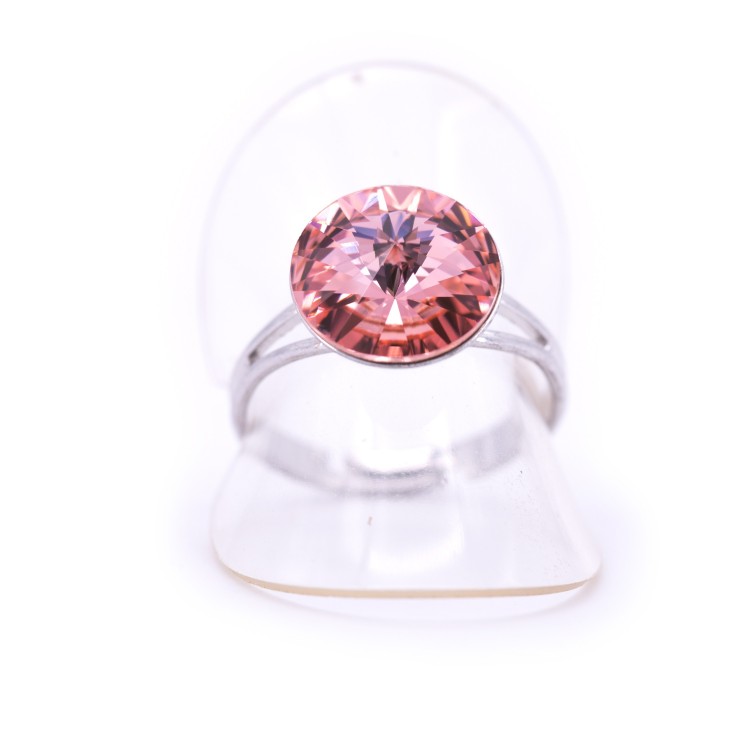 Женское кольцо из стали с кристаллами розового цвета  Jablonec