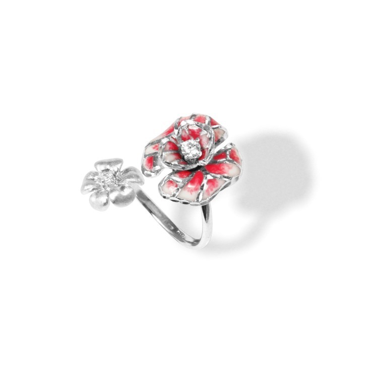 Серебряное кольцо Misis с цветами и фианитами