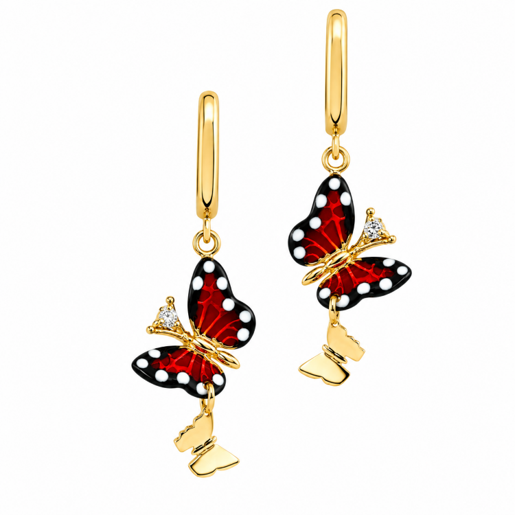 Серьги Roberto Bravo Monarch Butterfly с эмалью и бриллиантами