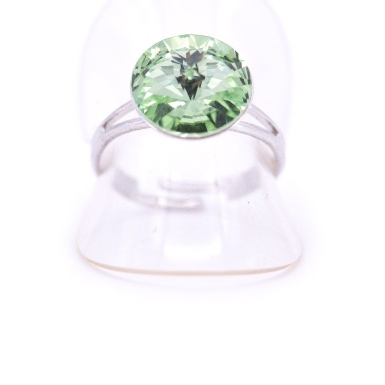 Женское кольцо из стали с кристаллами зеленого цвета  Jablonec