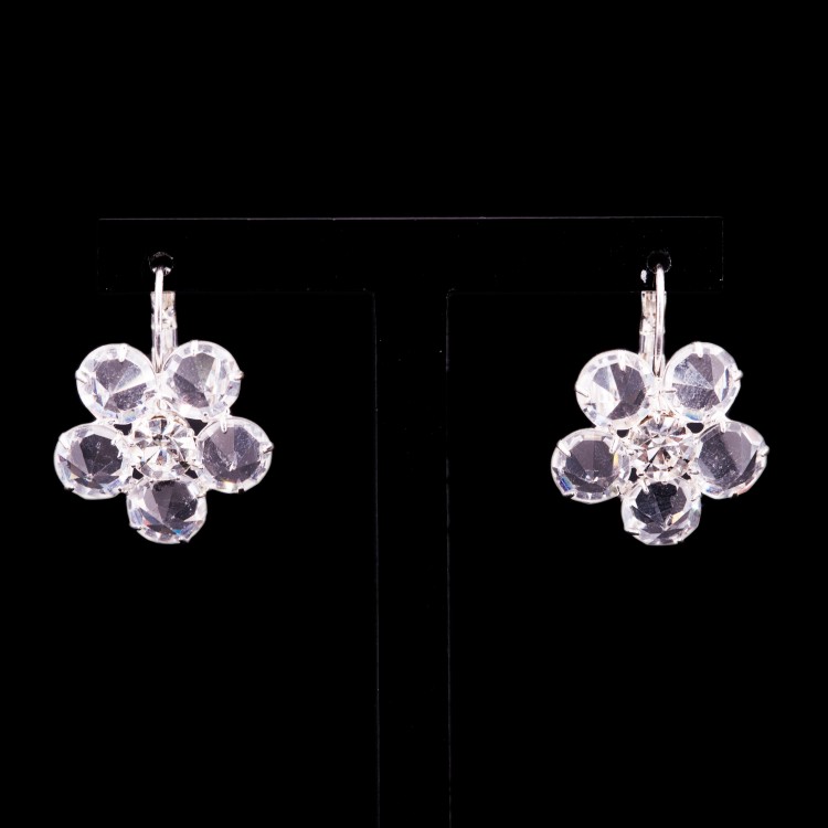 Жіночі сережки у формі квітки зі сталі та кристалами ніжно-світлого кольору Jablonec