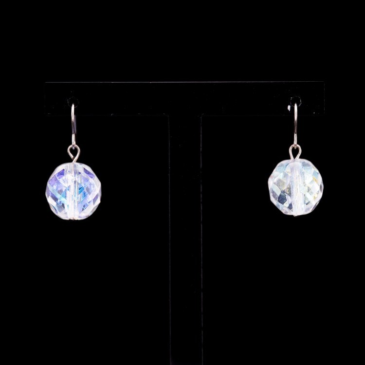 Жіночі сережки круглої форми із кристалами світло-блакитного кольору Jablonec