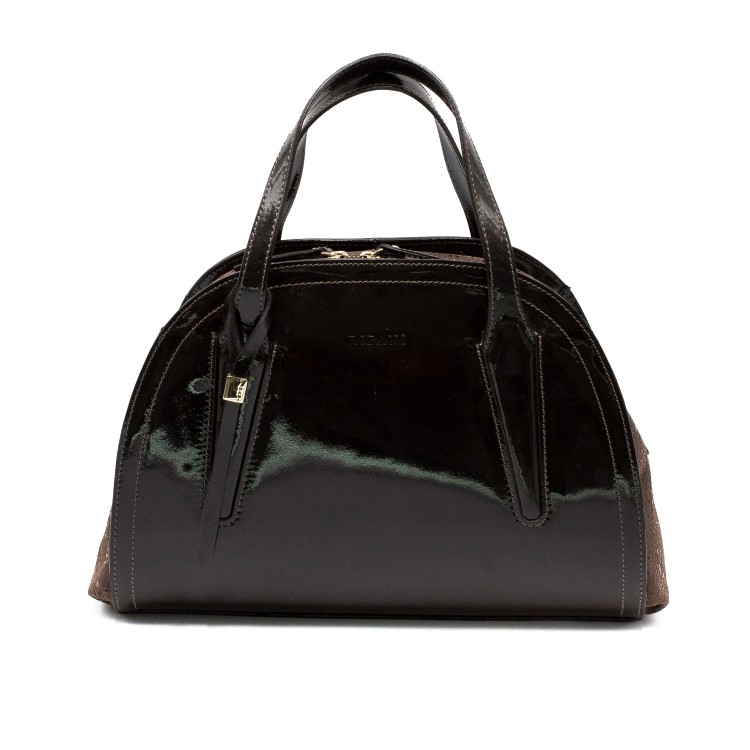 Женская Итальянская лаковая сумка Ripani из натуральной кожи черного цвета